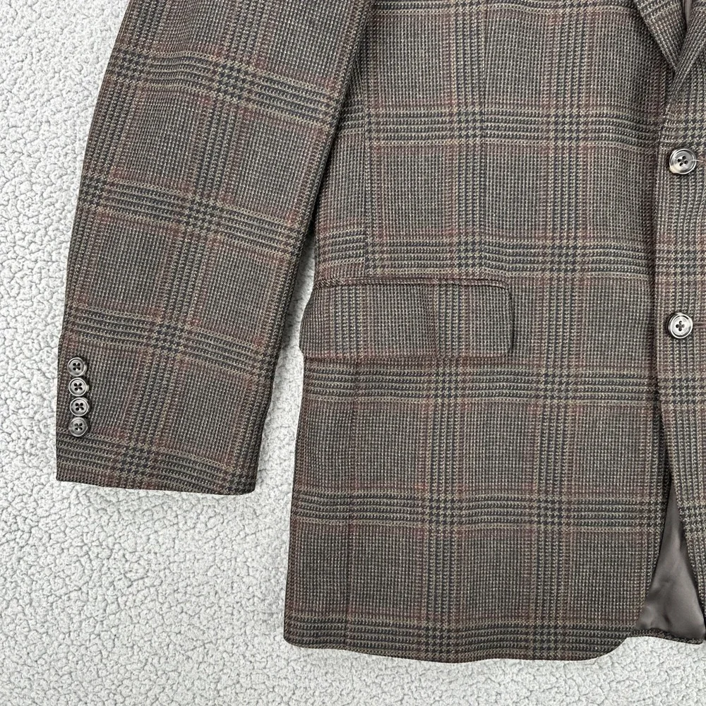 Jos. A. Bank Blazer Men 43R Brown Glen Plaid Wool 2 Button Lined Sports Coat